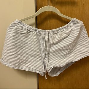 NWT Brandy Melville Mary Lou Striped Sweat Shorts Light Blue Vertical Stripes